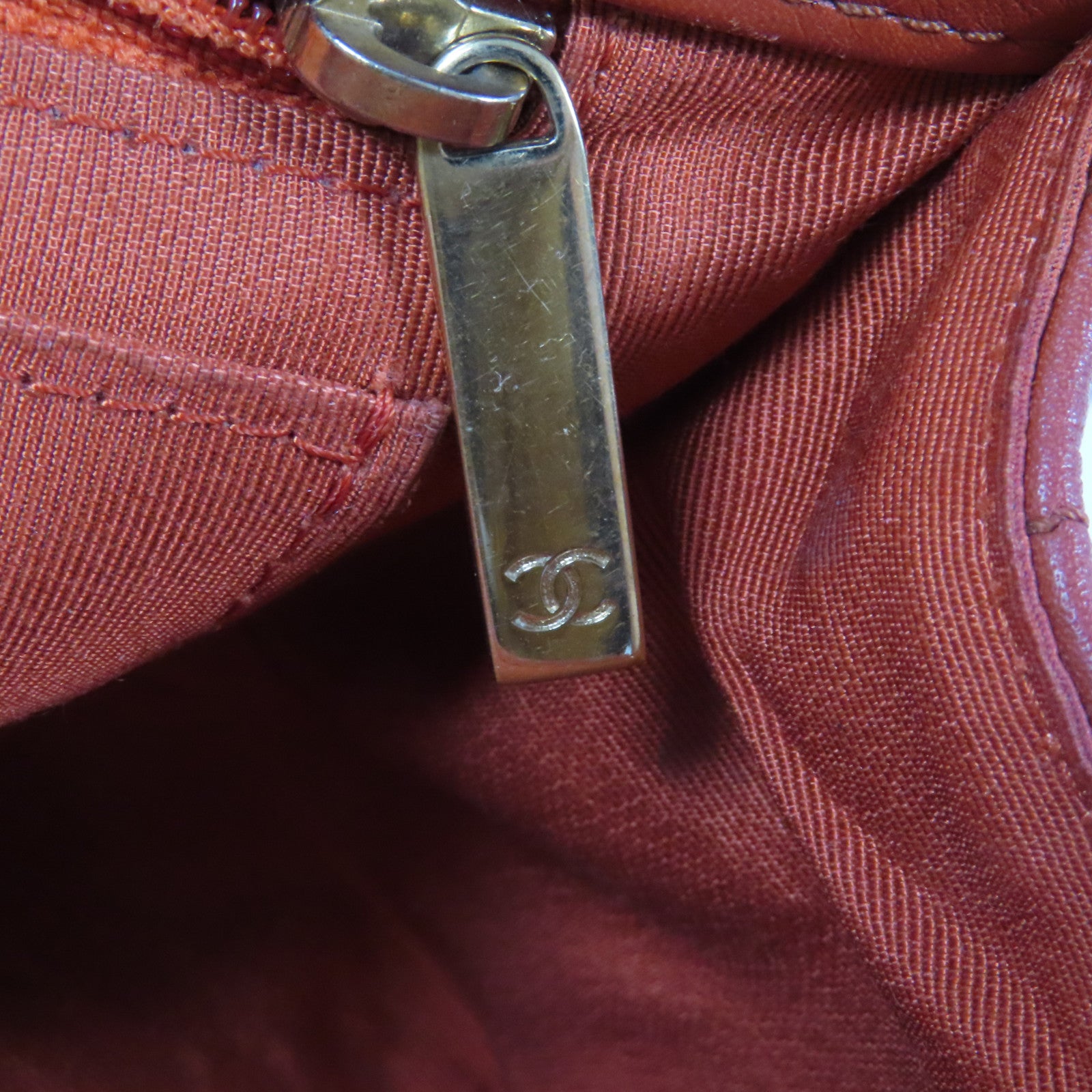 CHANEL 【激減優惠】斜紋牛皮皮革Chain Shoulder金扣鏈帶肩背袋紅色