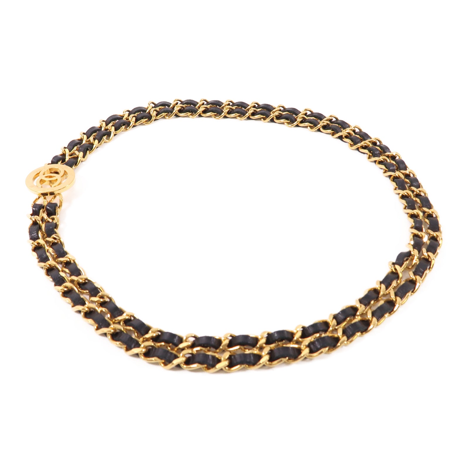 CHANEL 羊皮皮革Belt金扣鏈帶皮帶