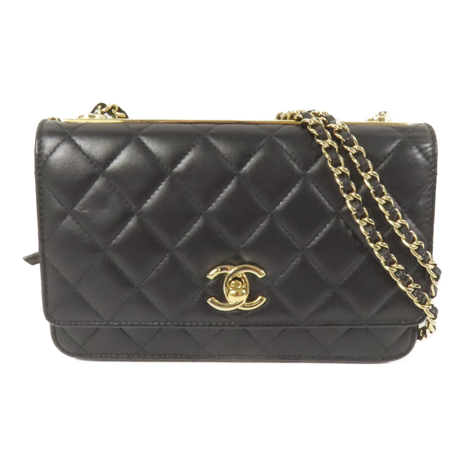 CHANEL 羊皮皮革Trandy CC WOC金扣鏈帶肩背袋