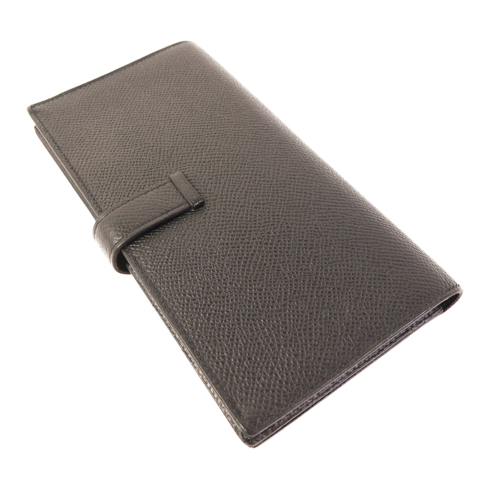 HERMES Epsom皮革Bearn Wallet銀扣長錢包Noir