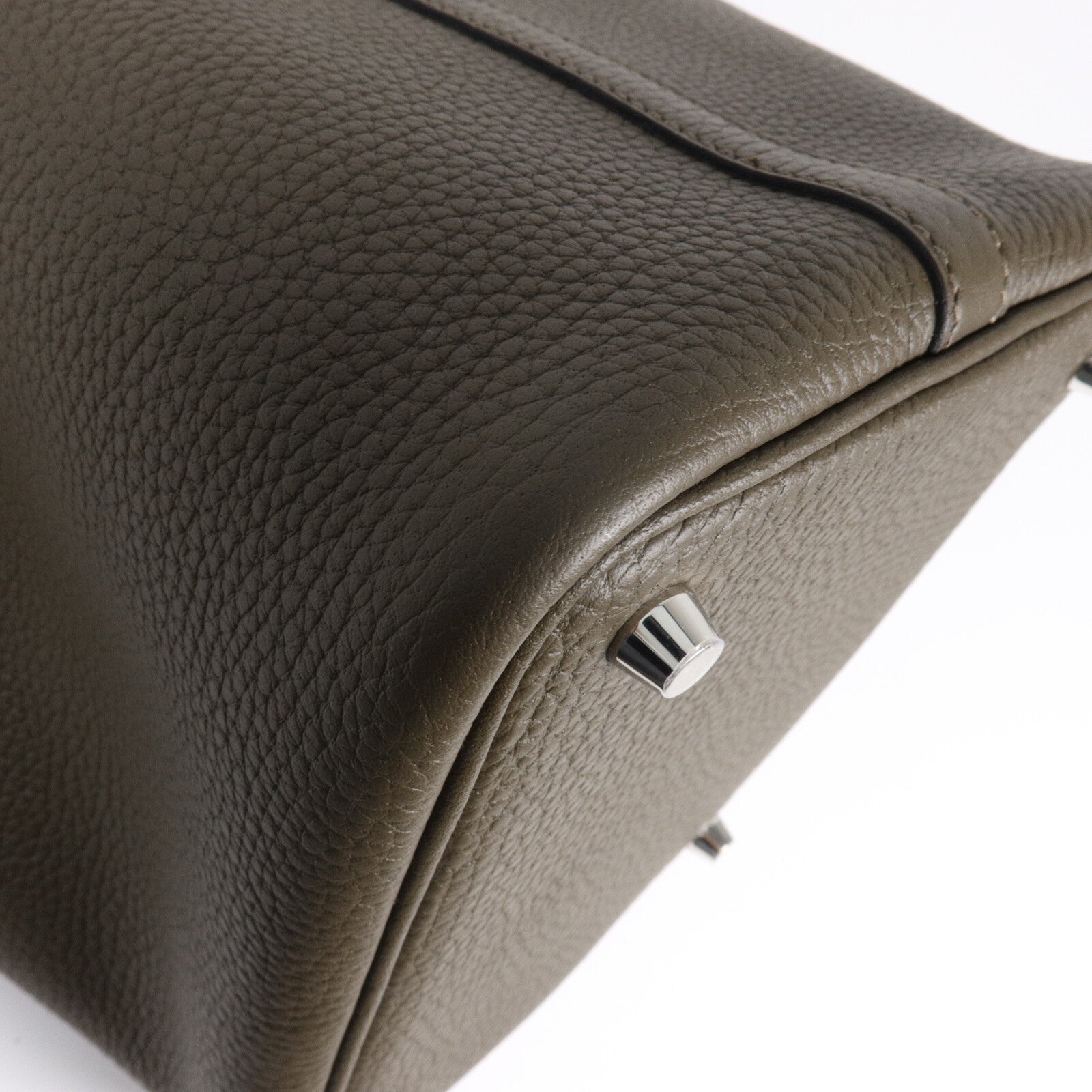 HERMES Clemence皮革Picotin PM手挽袋Vert Loden