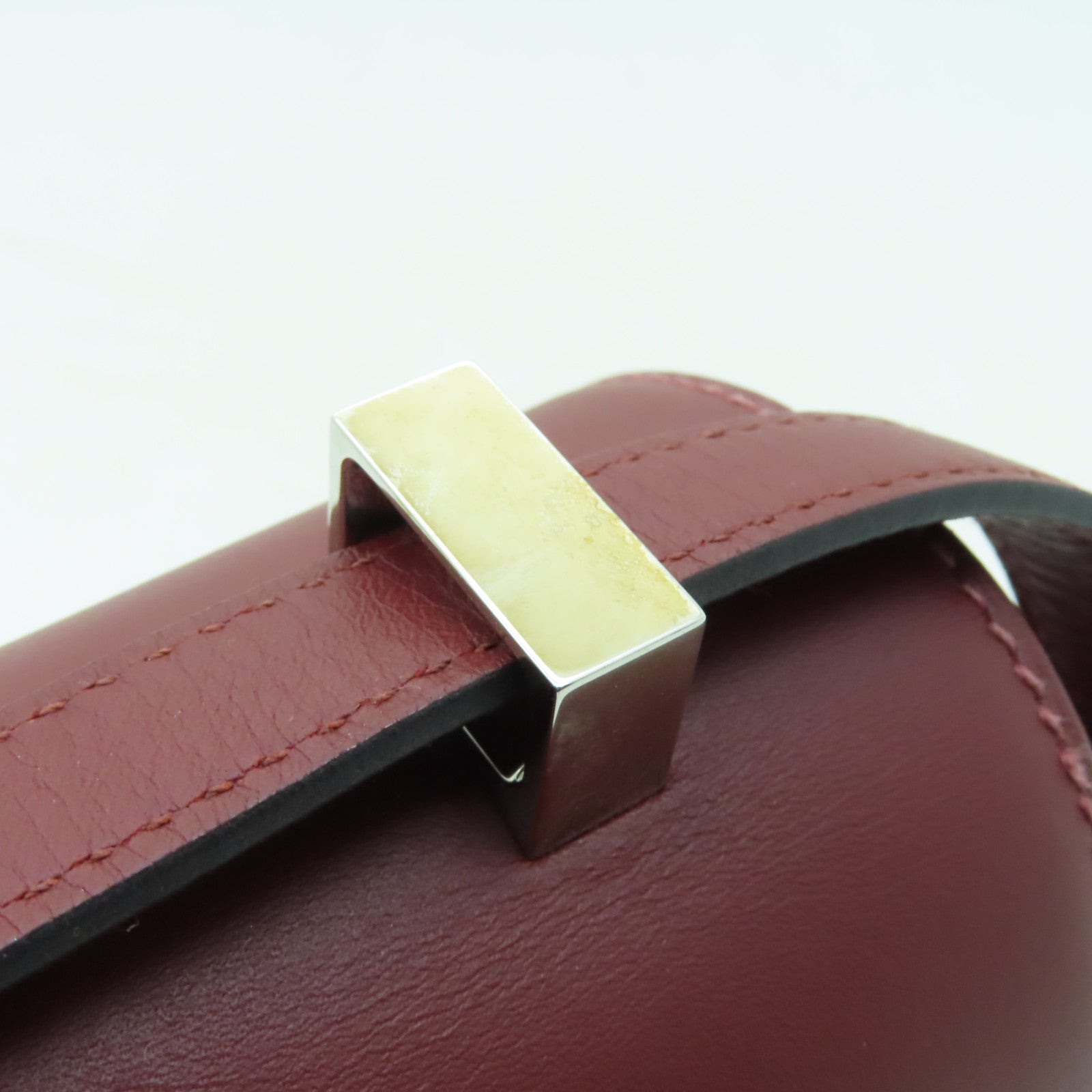 HERMES 【激減優惠】Box Calf皮革Verrou 23銀扣肩背袋Rouge H酒紅色