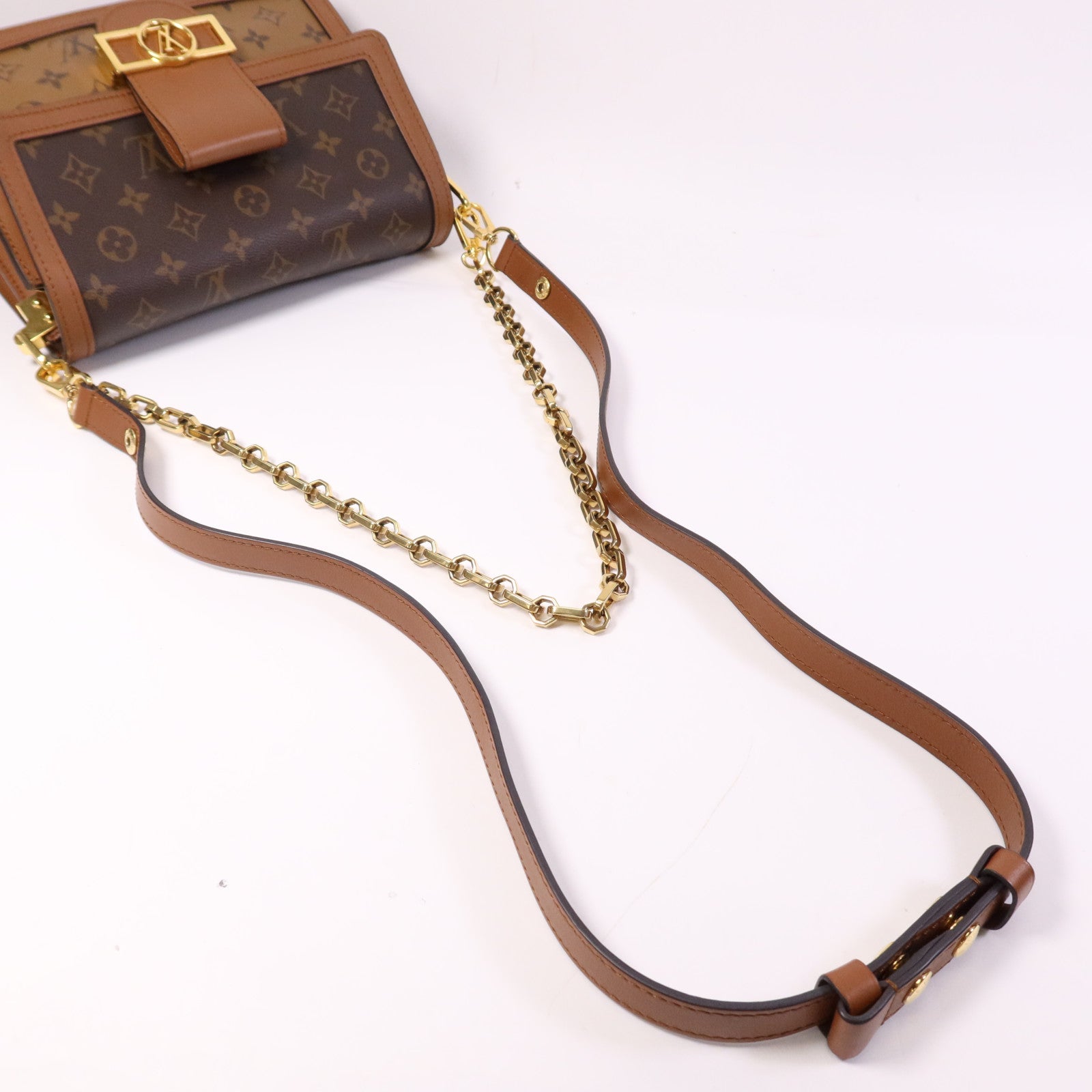 LOUIS VUITTON 【激減優惠】Monogram Reverse Dauphine MM金扣肩背袋