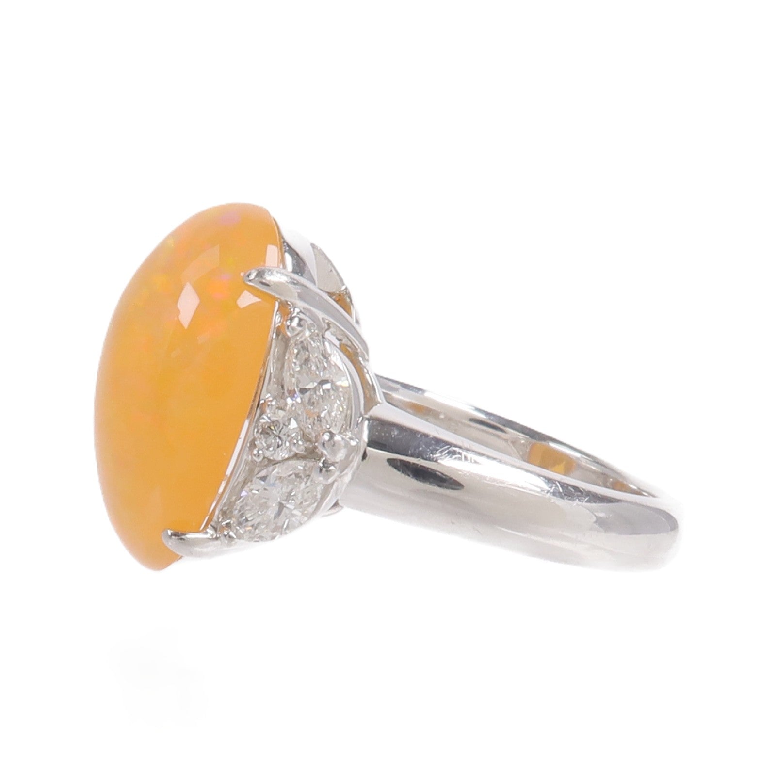 JEWELRY PT950鉑金Fire Opal Diamond Ring火蛋白石/鑽石戒指