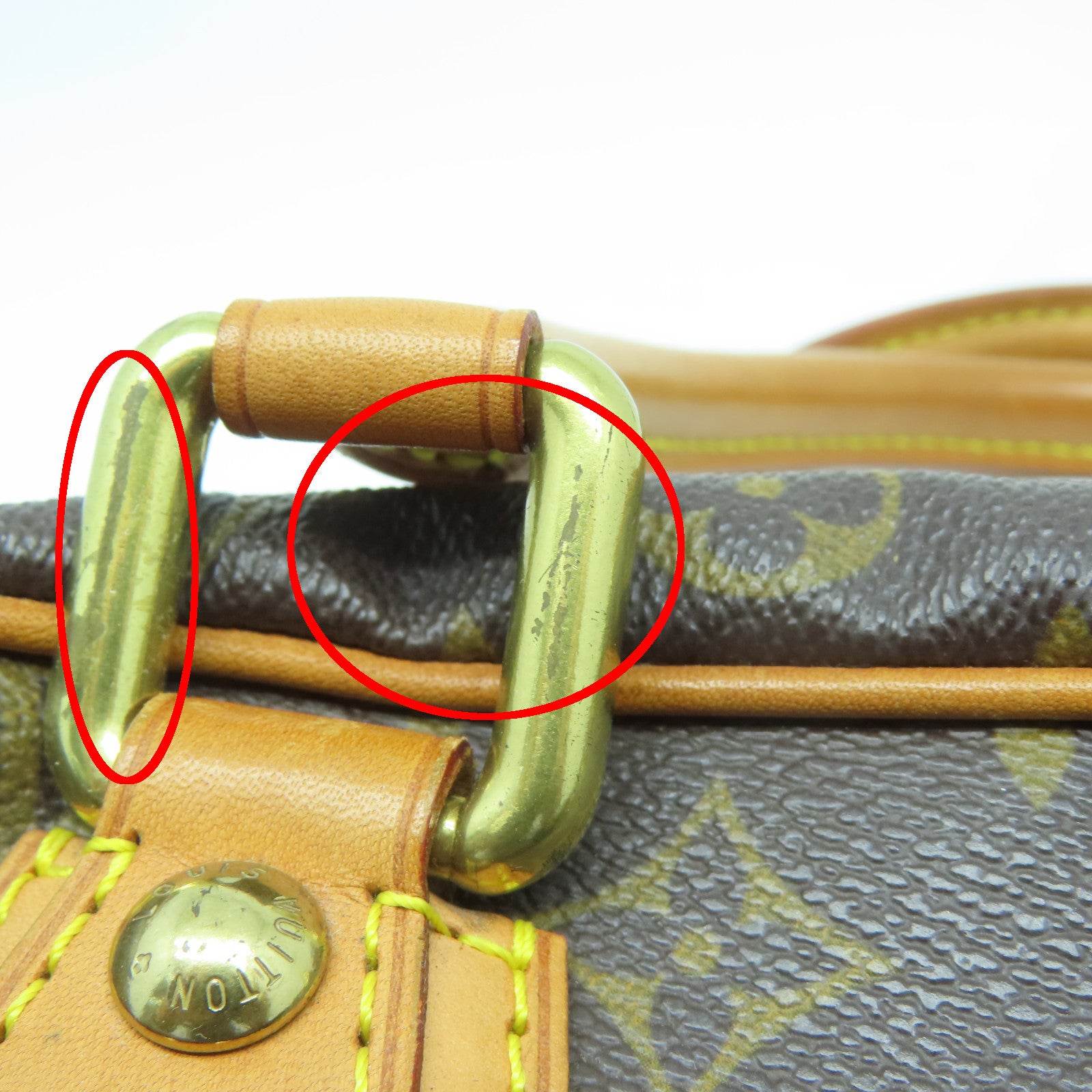 LOUIS VUITTON Monogram Manhattan PM金扣手挽袋棕色