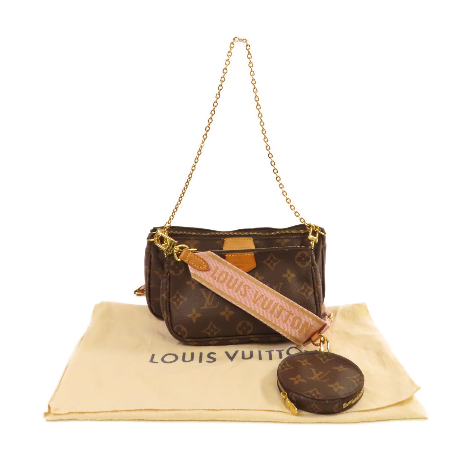 LOUIS VUITTON 【激減優惠】Monogram Multi Pochette Accessoires Shoulder Bag金扣肩背袋啡色