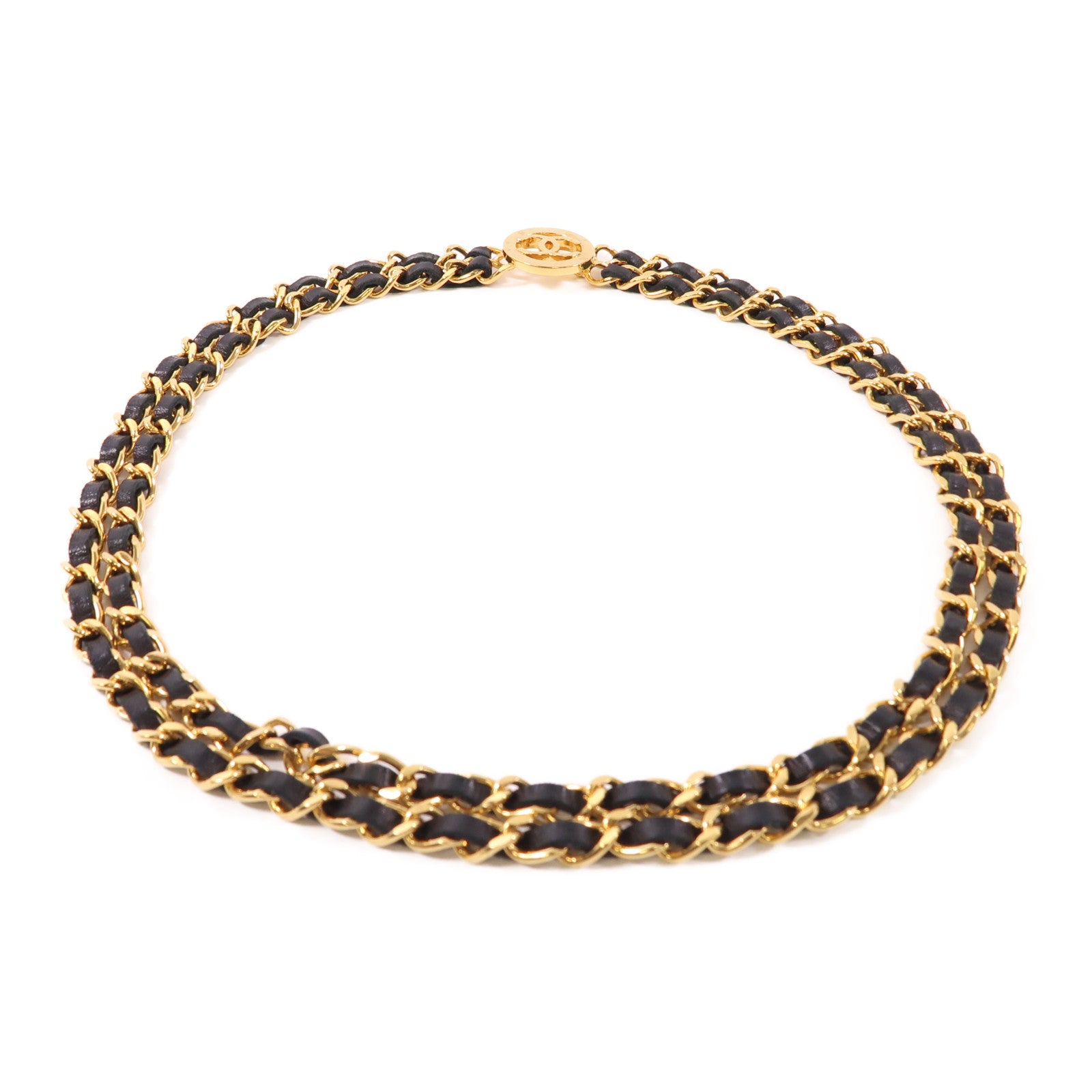 CHANEL 羊皮皮革Belt金扣鏈帶皮帶