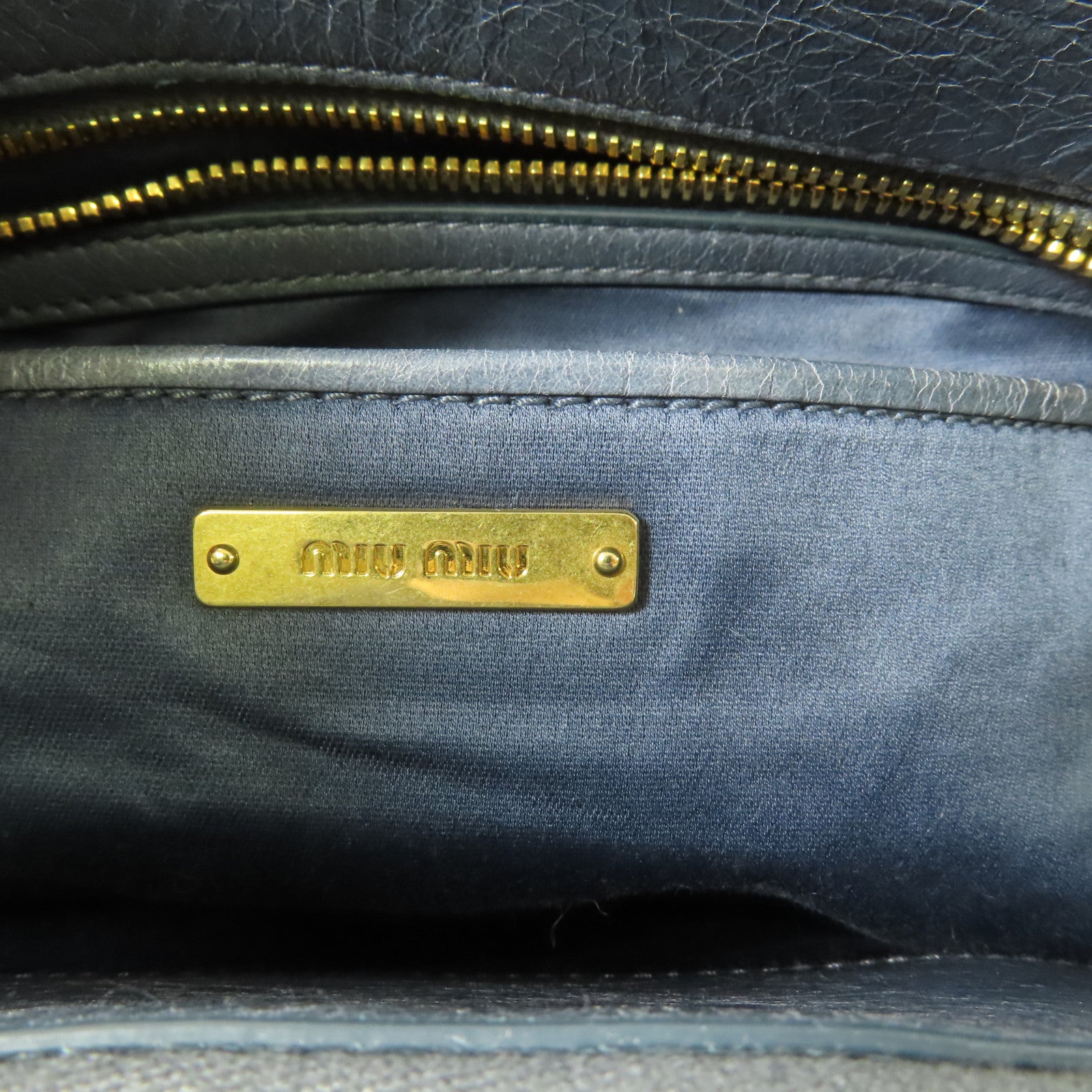 Miu Miu 牛皮皮革2 Way Shoulder Bag金扣手挽肩背兩用袋藍色
