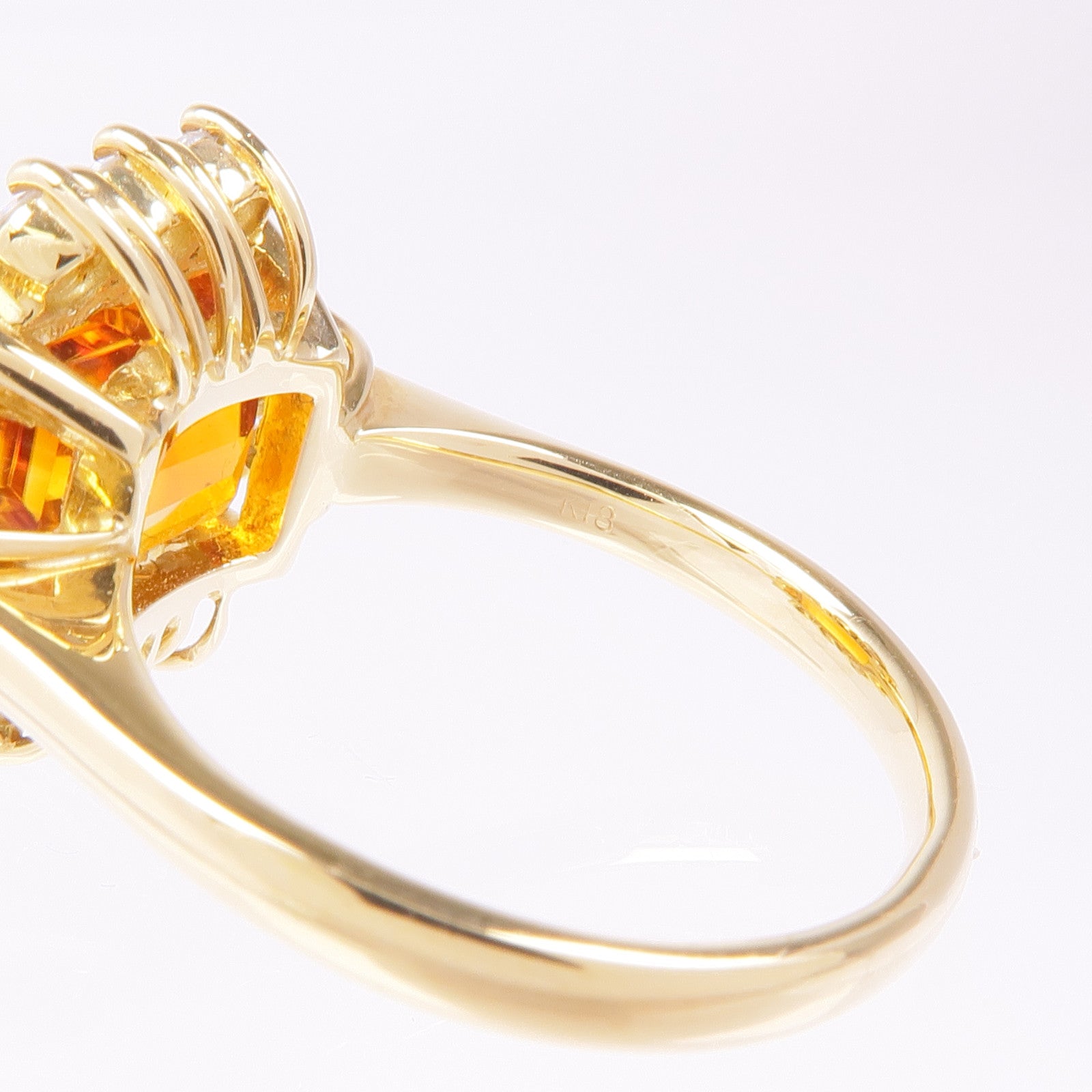 JEWELRY 18K黃金Citrine Ring黃水晶/鑽石戒指US#5.75