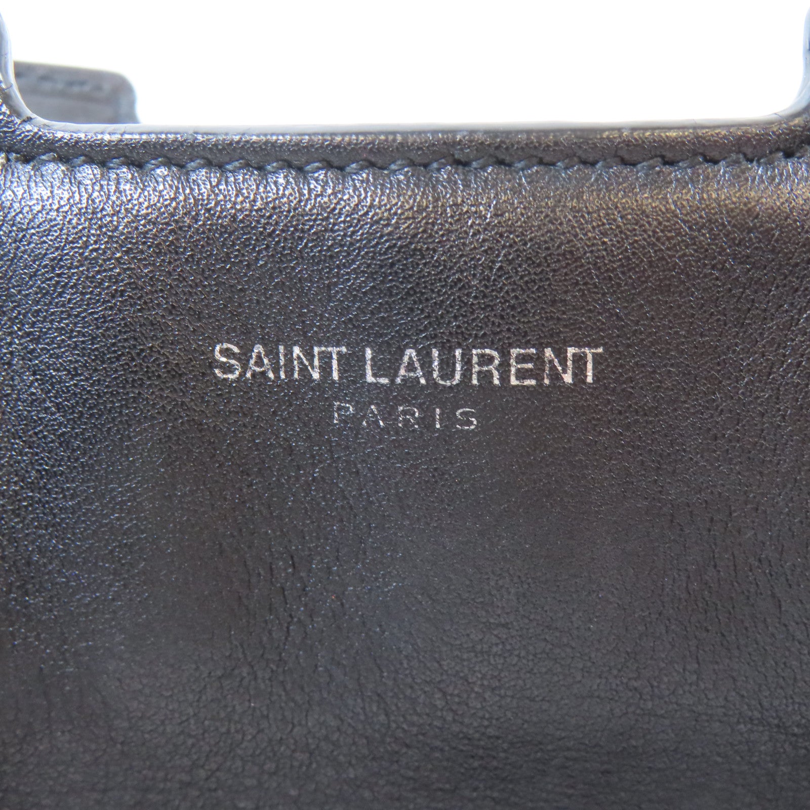 SAINT LAURENT 牛皮皮革Petit Cabas銀扣手挽肩背兩用袋黑色