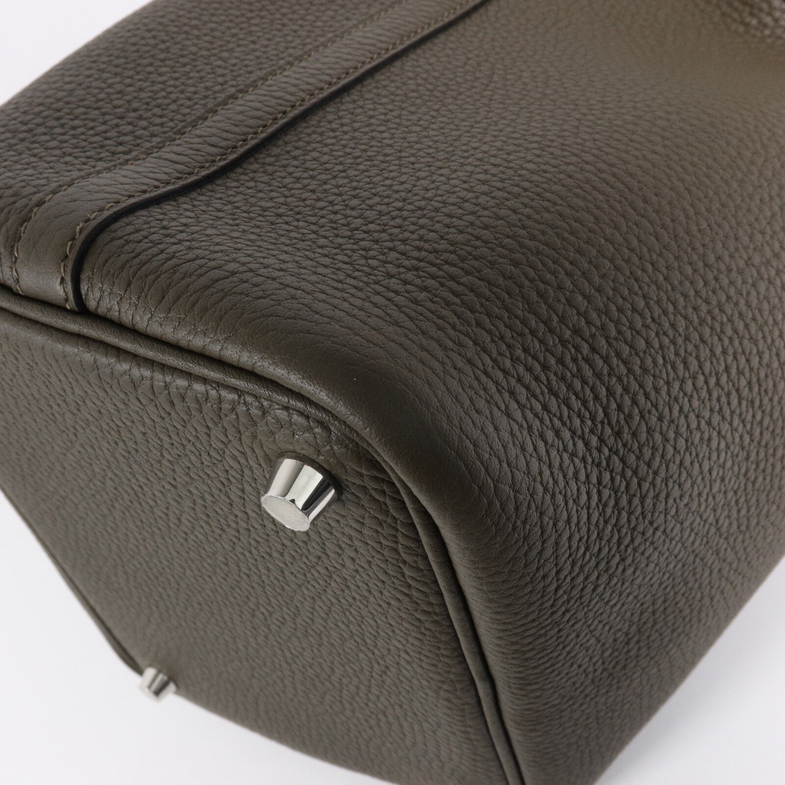 HERMES Clemence皮革Picotin PM手挽袋Vert Loden