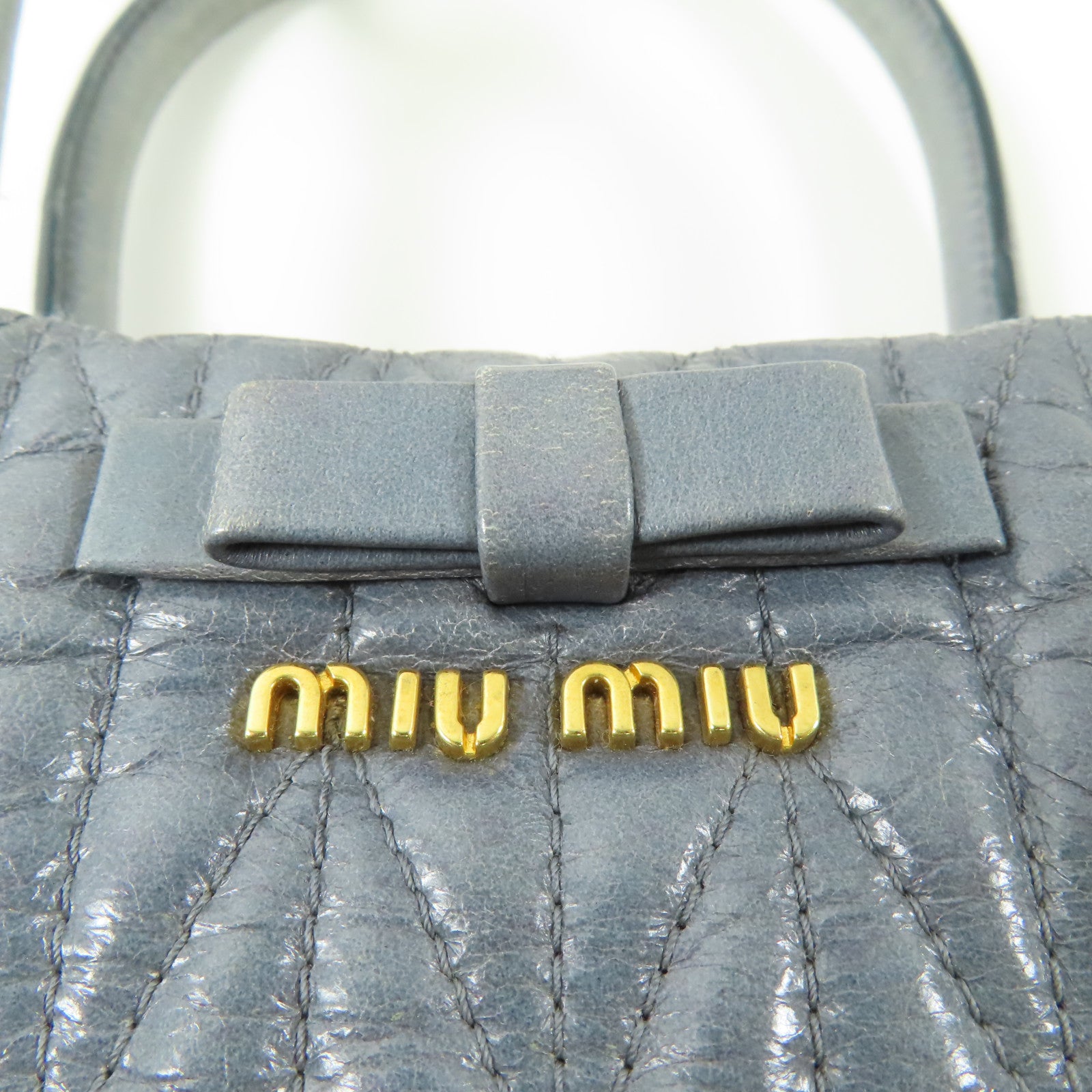 Miu Miu 牛皮皮革2 Way Shoulder Bag金扣手挽肩背兩用袋藍色