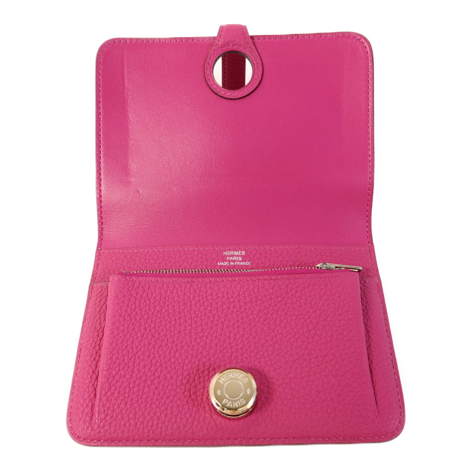 HERMES 【激減優惠】Evercolor皮革Dogon Compact Wallet銀扣錢包