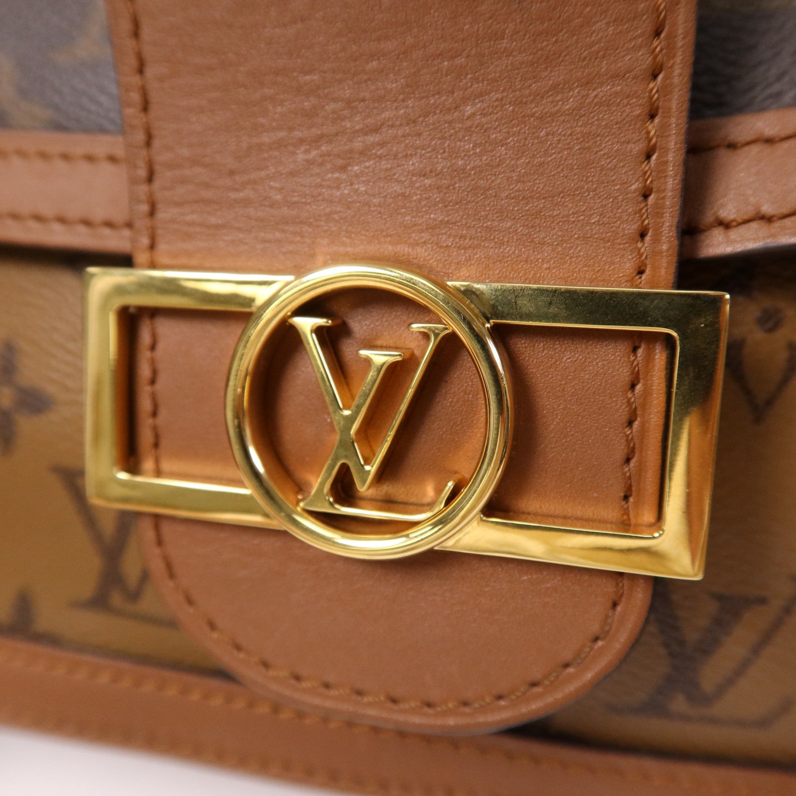 LOUIS VUITTON 【激減優惠】Monogram Reverse Dauphine MM金扣肩背袋