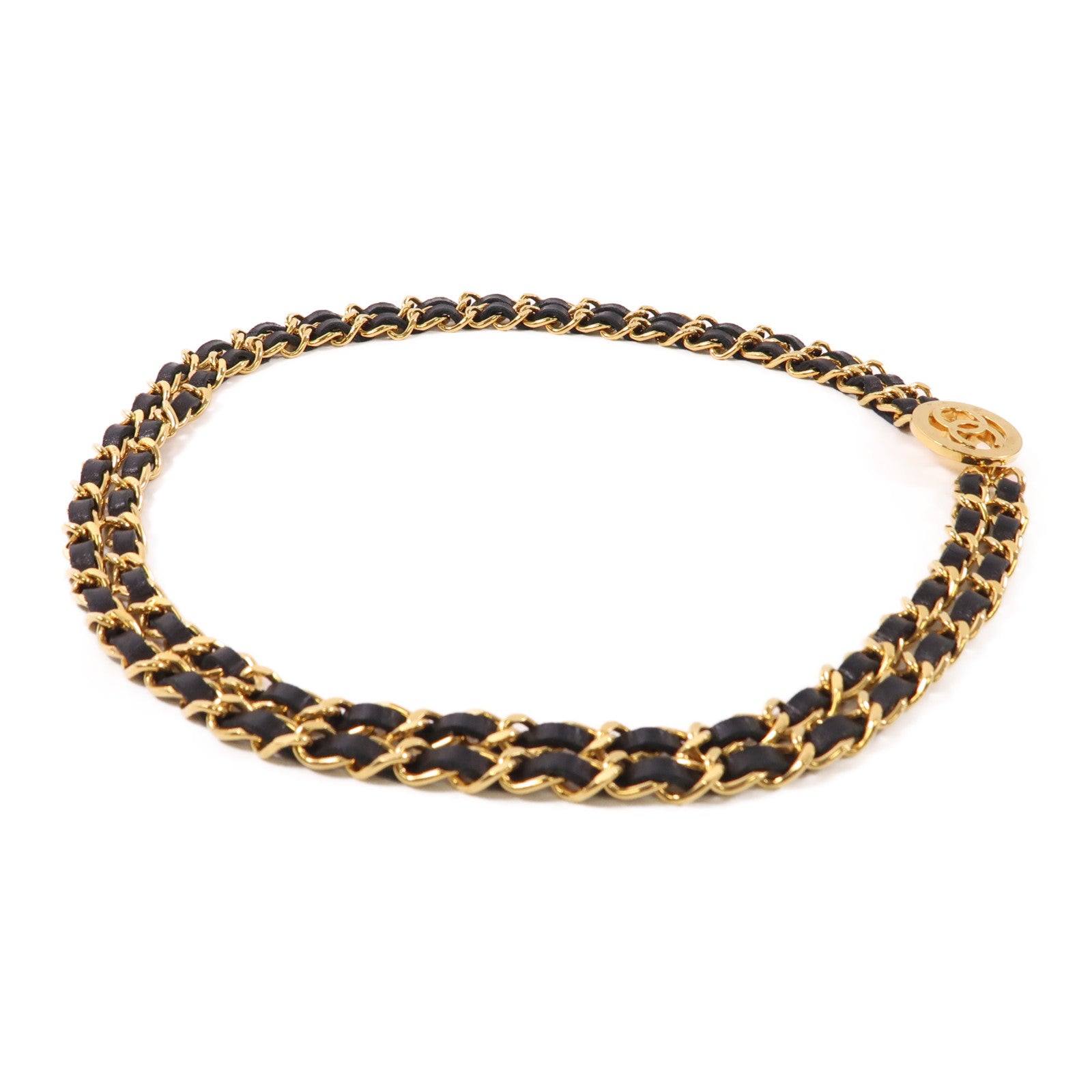 CHANEL 羊皮皮革Belt金扣鏈帶皮帶