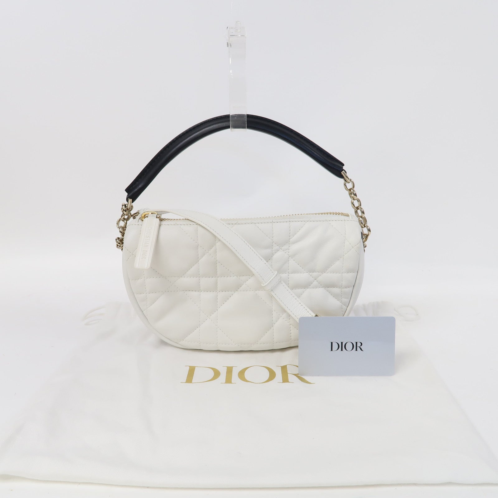 Dior 羊皮皮革Vibe Hobo金扣手挽肩背兩用袋白色