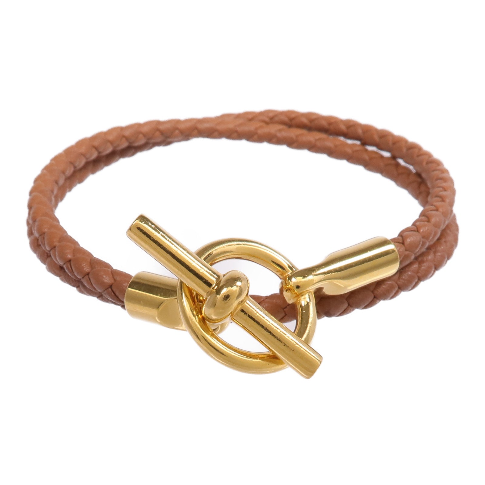 HERMES Swift皮革Glenan Double Tour Bracelet金扣手帶Gold
