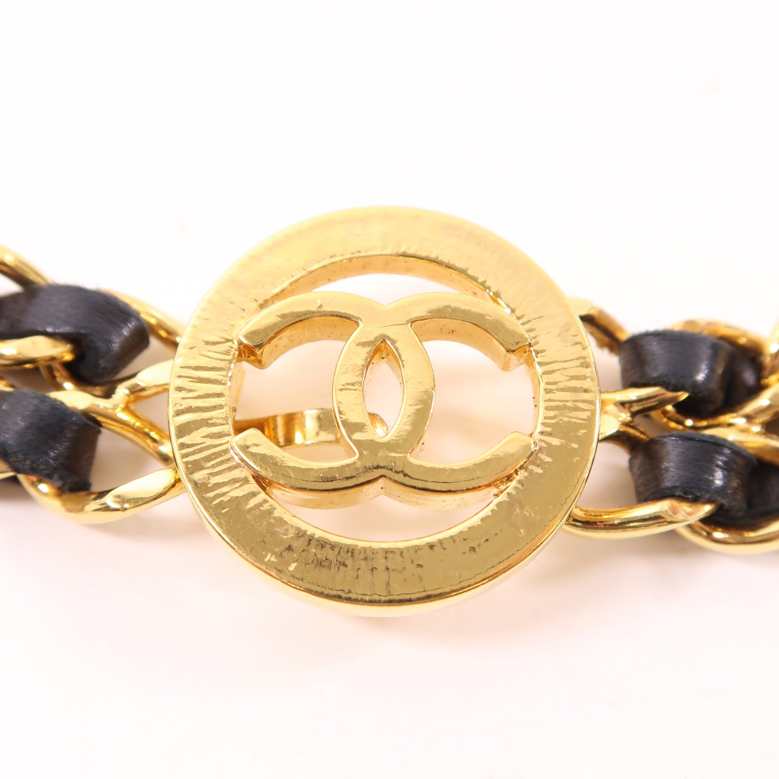 CHANEL 羊皮皮革Belt金扣鏈帶皮帶