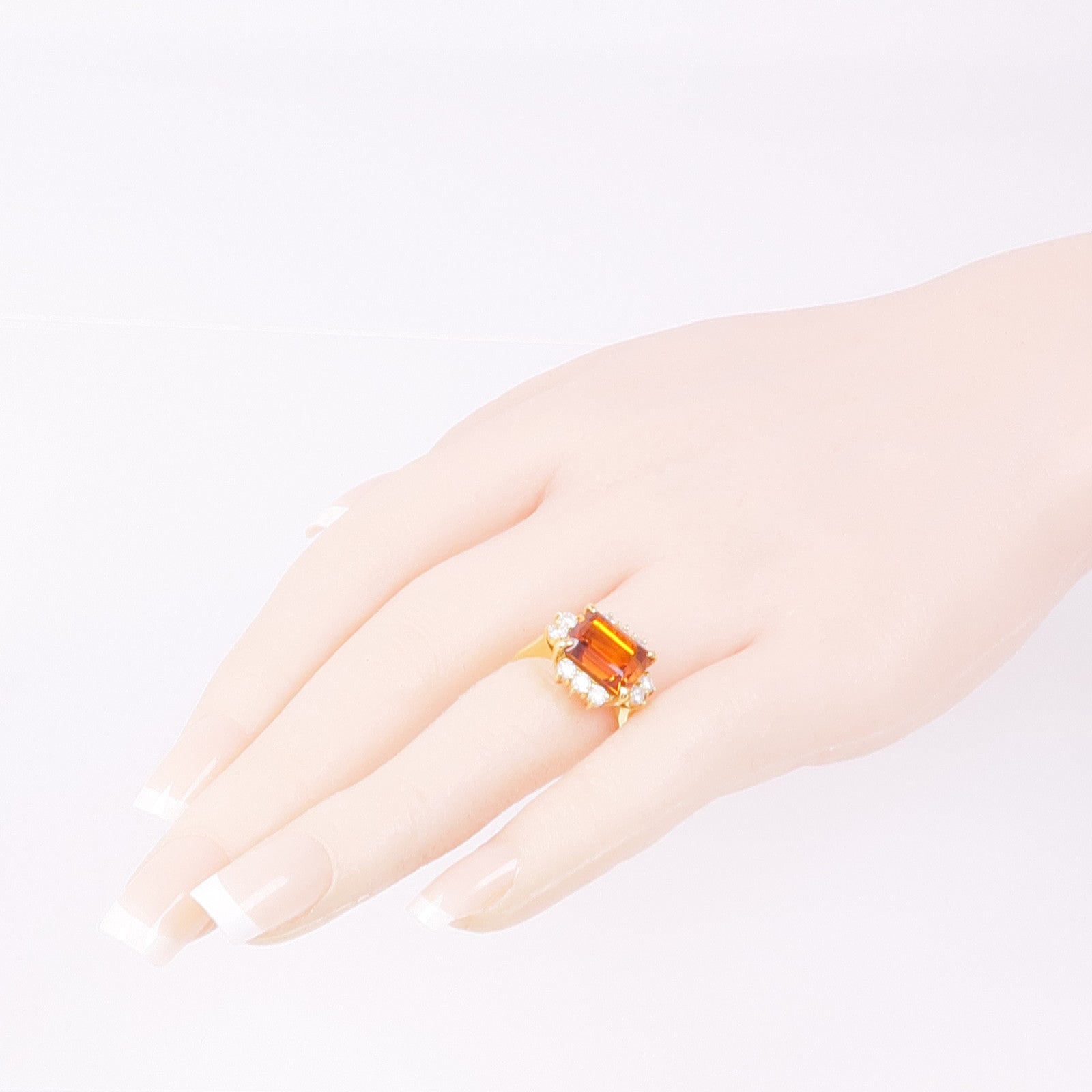 JEWELRY 18K黃金Citrine Ring黃水晶/鑽石戒指US#5.75