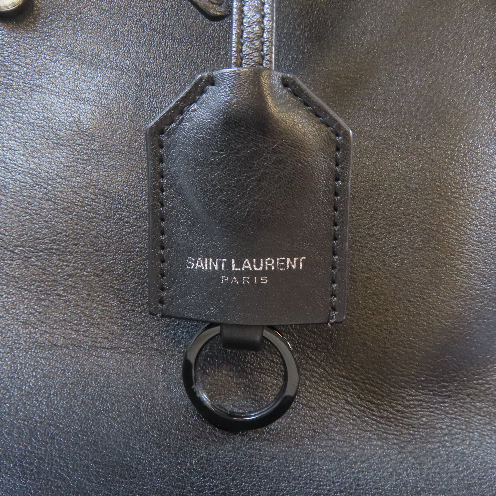 SAINT LAURENT 牛皮皮革Petit Cabas銀扣手挽肩背兩用袋黑色