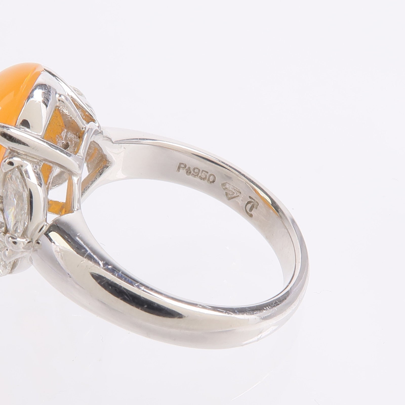 JEWELRY PT950鉑金Fire Opal Diamond Ring火蛋白石/鑽石戒指