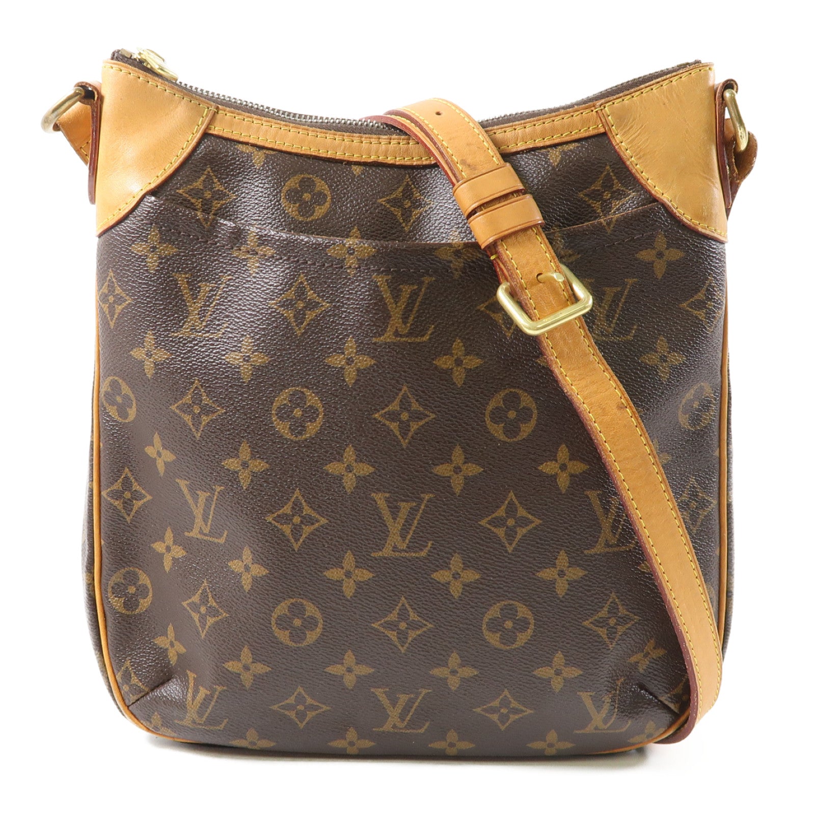 LOUIS VUITTON Monogram Odeon PM金扣肩背袋啡色
