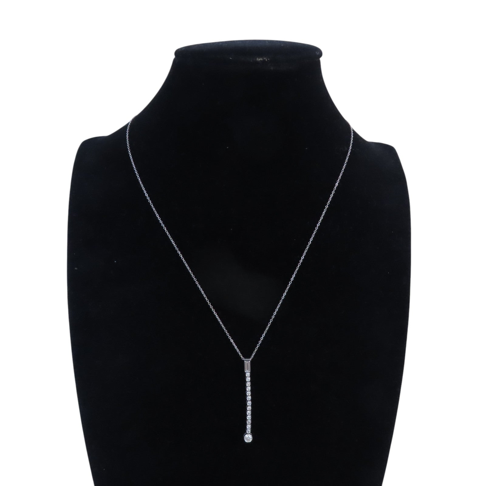 TIFFANY＆CO PT950鉑金Baguette Jazz Drop Diamond Necklace鑽石項鏈