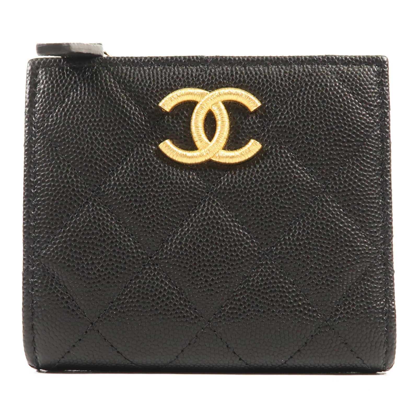 CHANEL 牛皮皮革Fold Wallet金扣錢包
