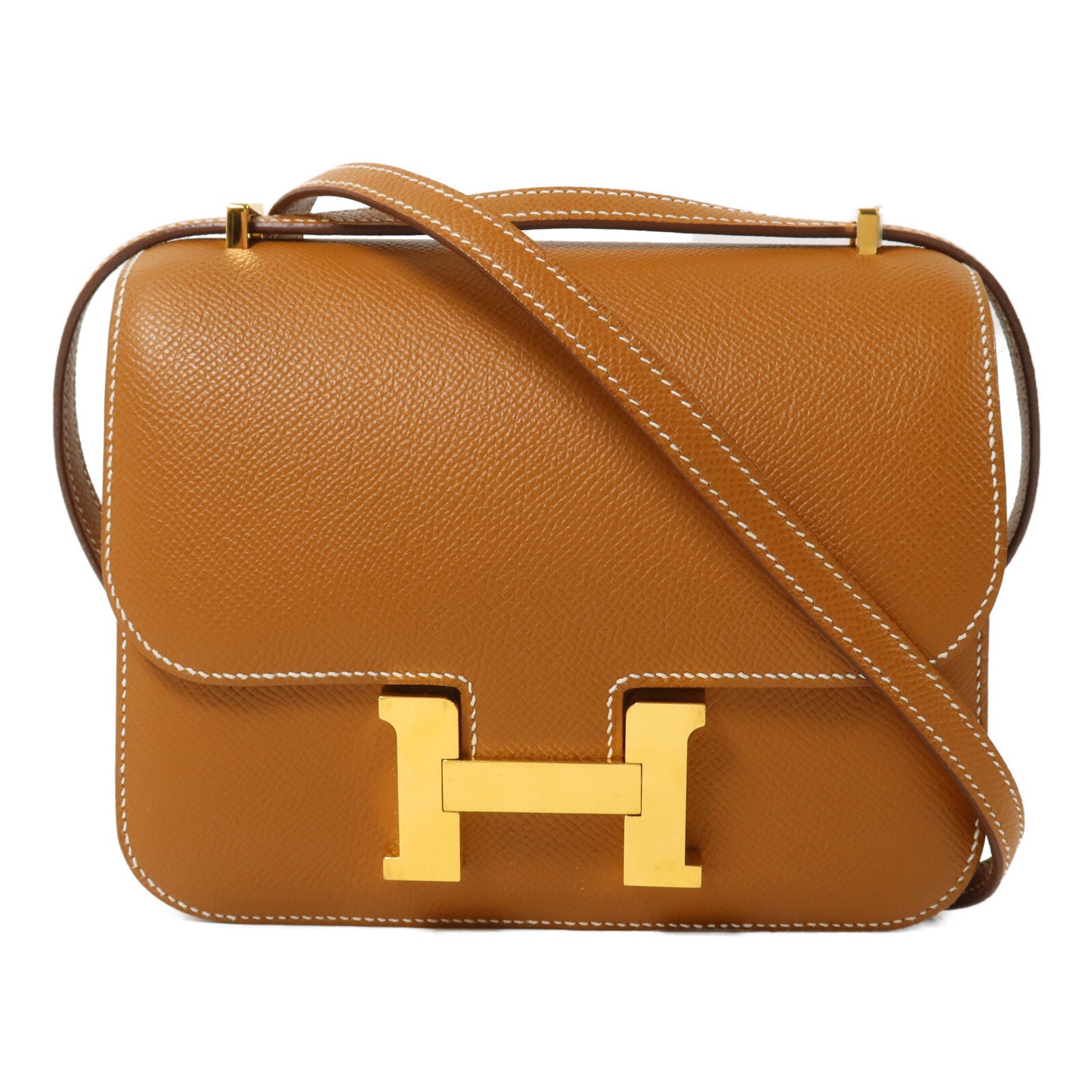 HERMES Epsom皮革Constance Mini肩背袋Gold