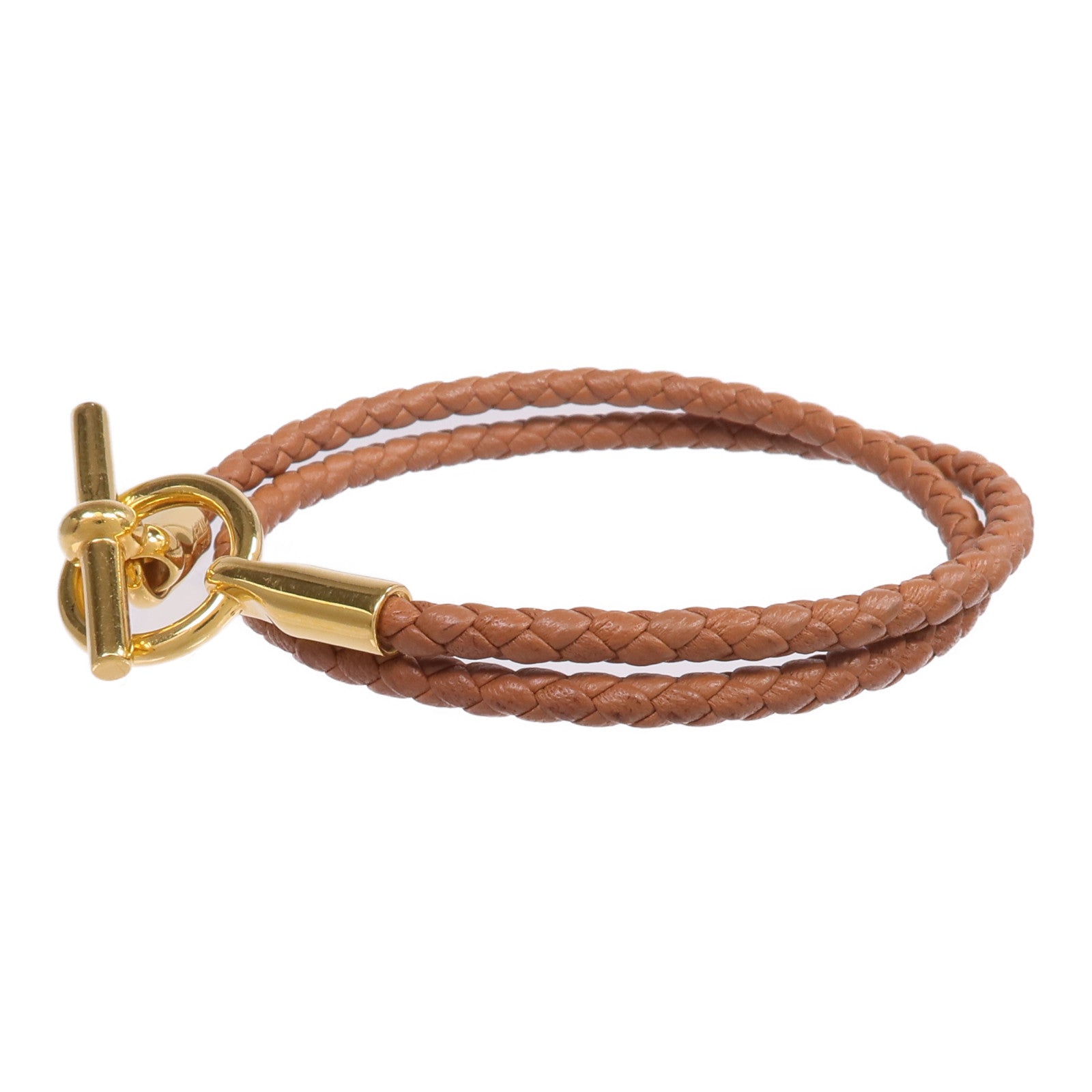 HERMES Swift皮革Glenan Double Tour Bracelet金扣手帶Gold