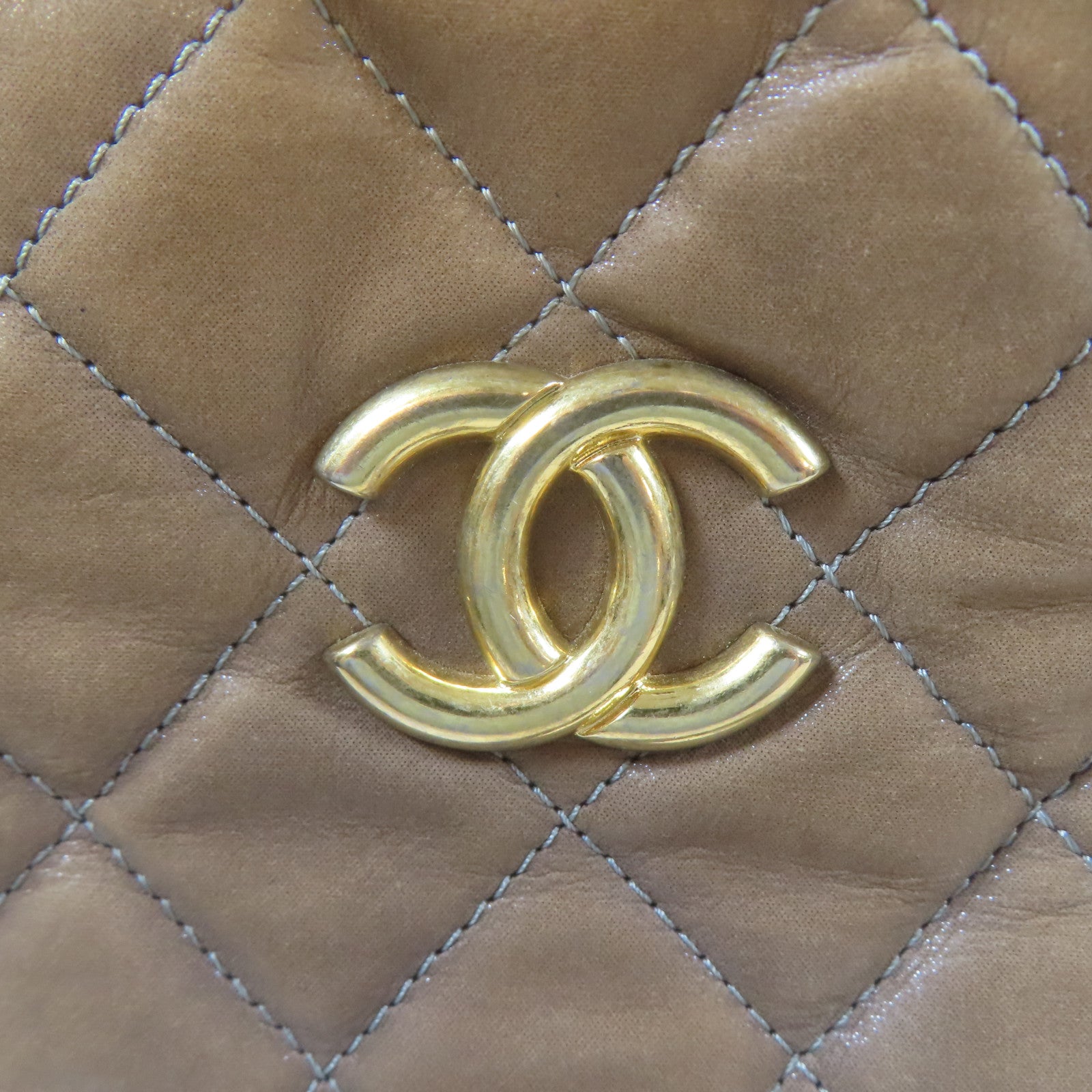 CHANEL【激減優惠】 皮革Shoulder Bag金扣肩背袋啡色