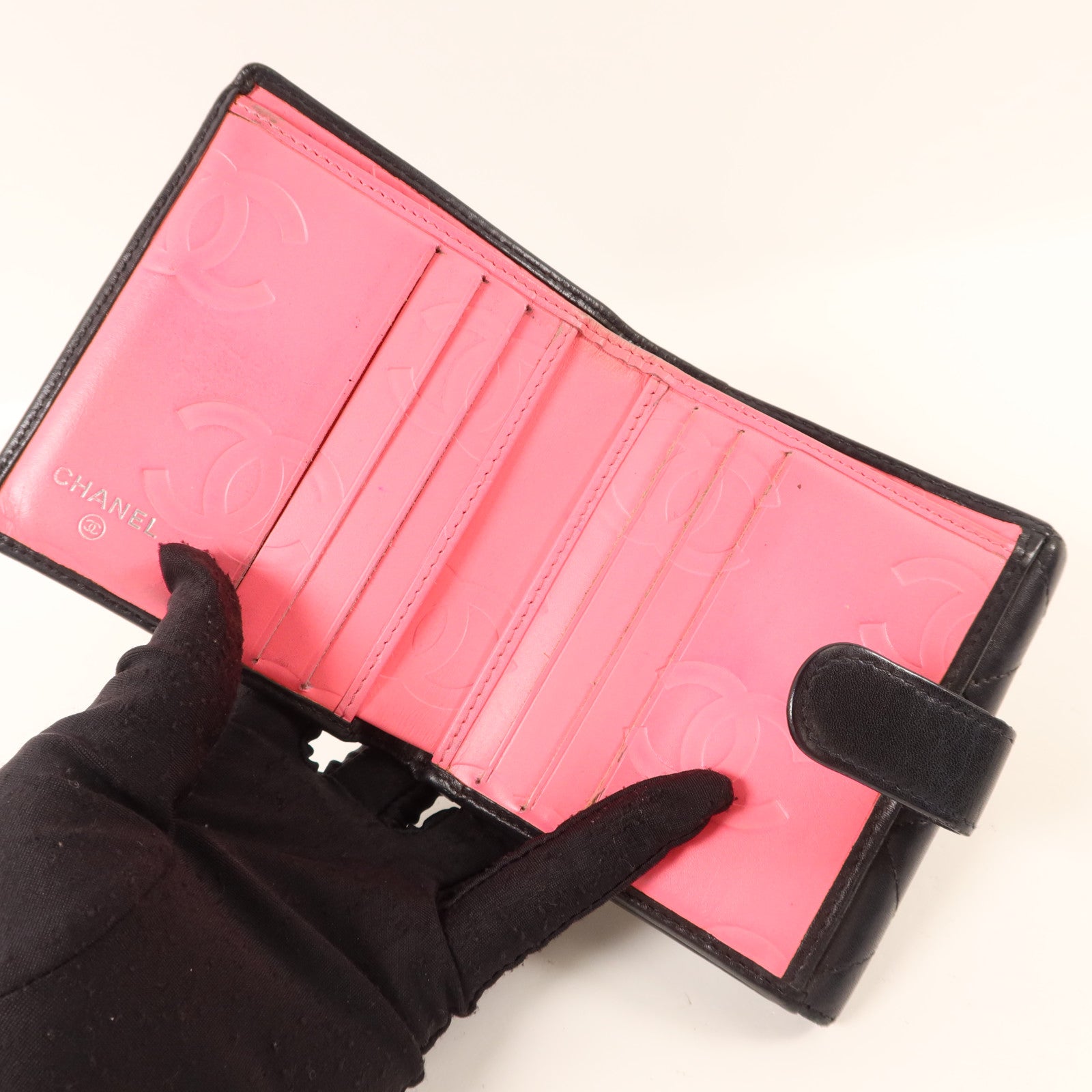 CHANEL 牛皮皮革Cambon Bifold Wallet銀扣錢包