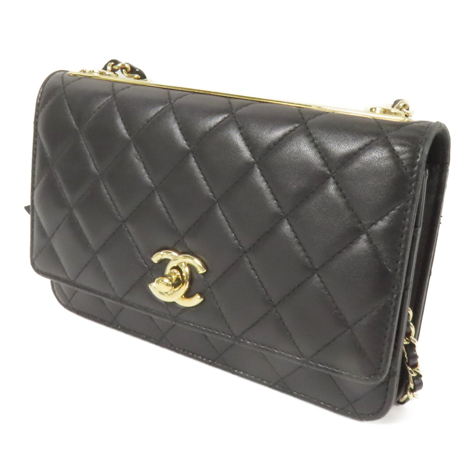 CHANEL 羊皮皮革Trandy CC WOC金扣鏈帶肩背袋