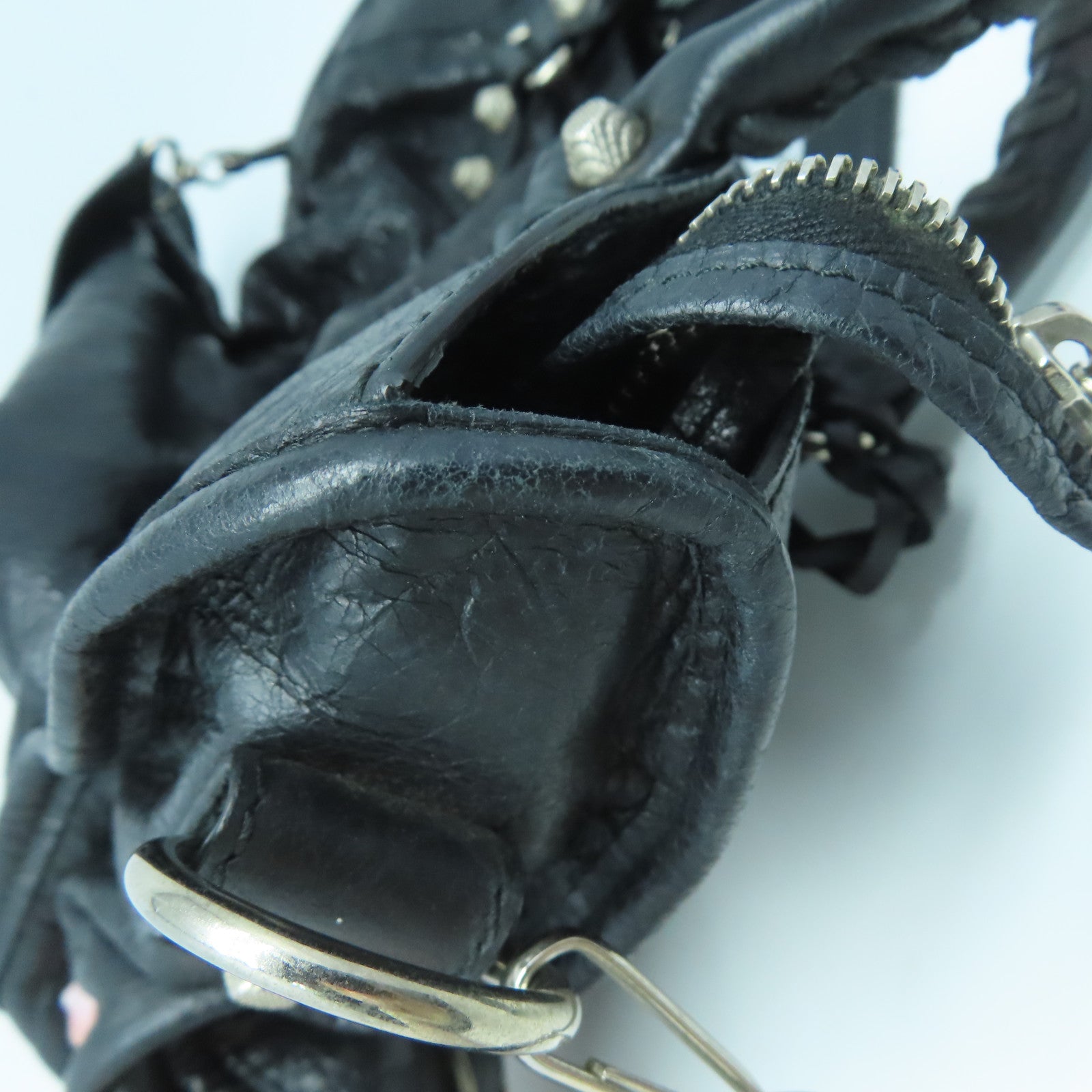 BALENCIAGA 牛皮皮革Giant City銀扣手挽肩背兩用袋黑色