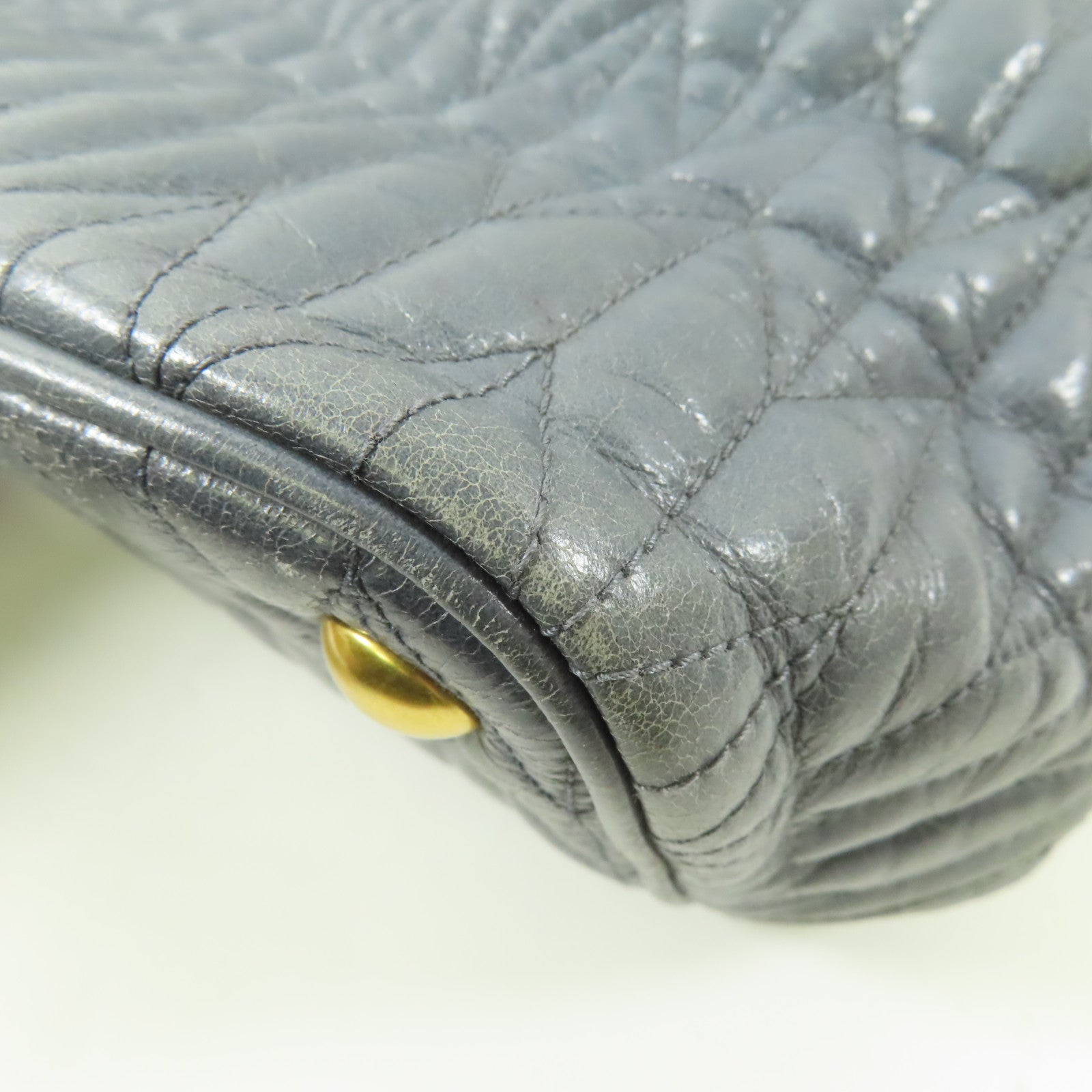 Miu Miu 牛皮皮革2 Way Shoulder Bag金扣手挽肩背兩用袋藍色
