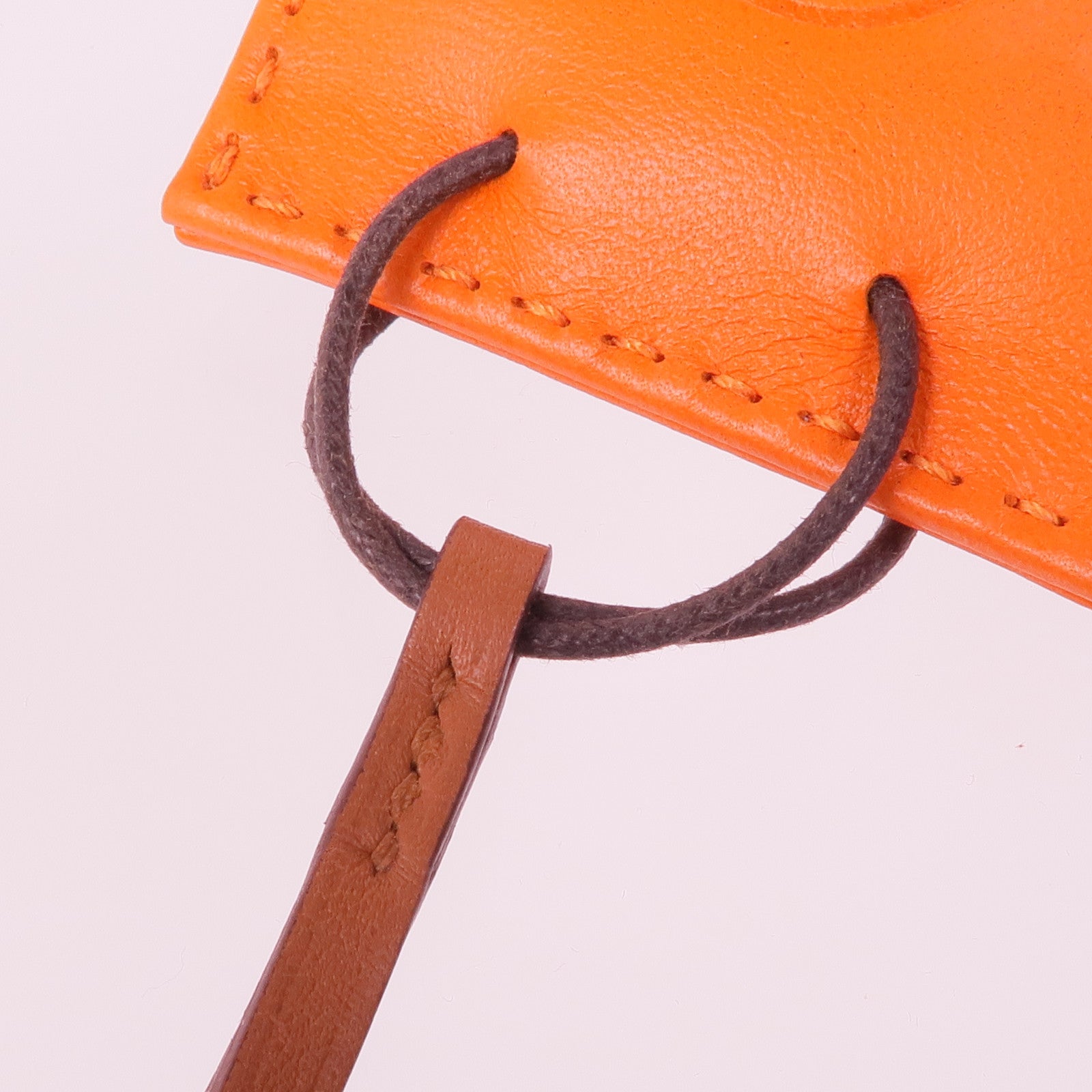 HERMES Milo皮革Orange Shopping Bag Charm掛飾Orange