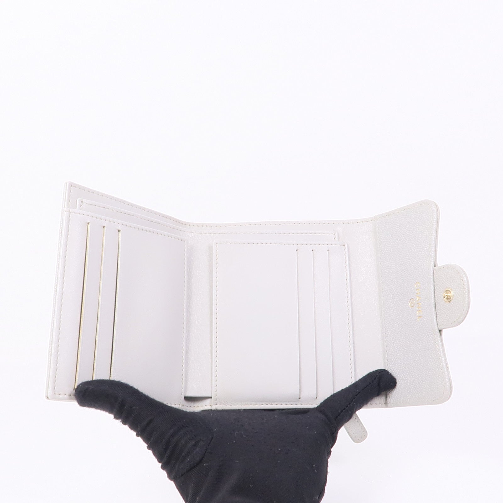 CHANEL CC GHW Wallet AP0231 Calfskin Leather Gray