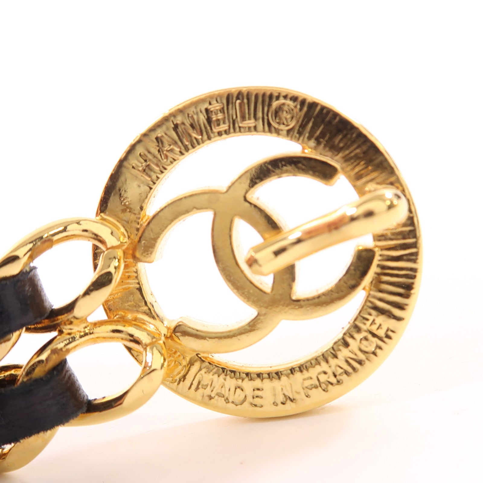 CHANEL 羊皮皮革Belt金扣鏈帶皮帶