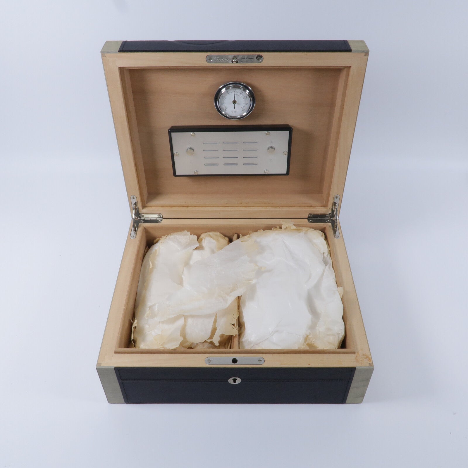 CARTIER 木材/牛皮皮革Humidor Cigar Box雪茄保濕盒