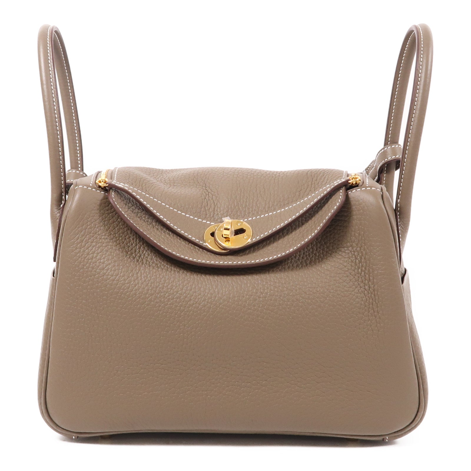 HERMES Clemence皮革Lindy 26金扣手挽肩背兩用袋