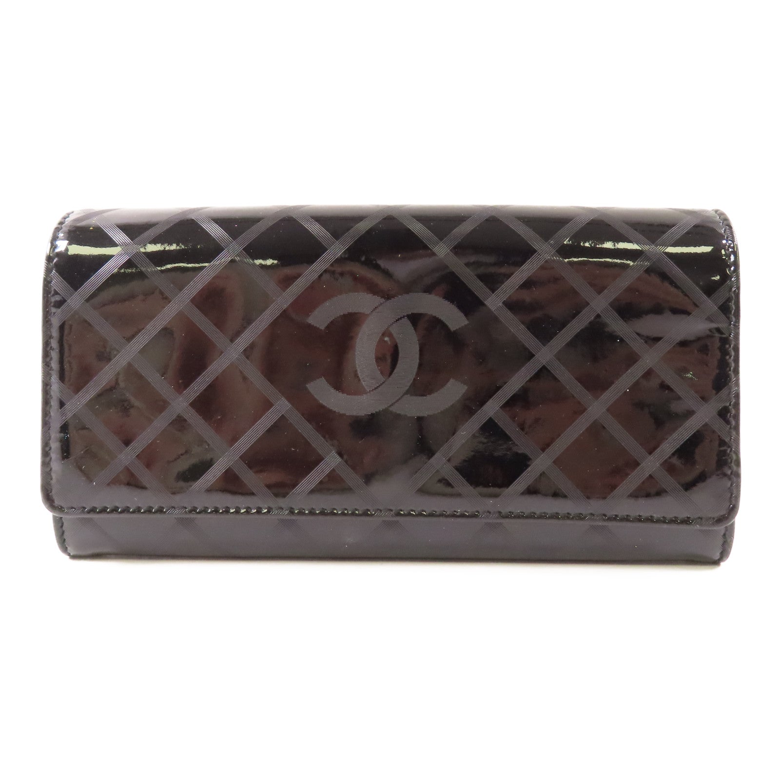 CHANEL 【激減優惠】漆皮皮革Long Wallet銀扣長錢包