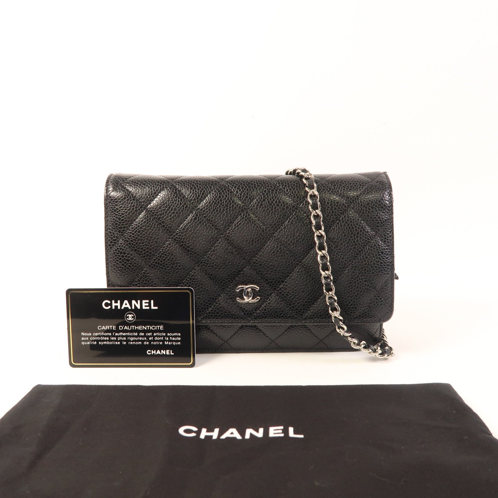CHANEL 牛皮皮革WOC Wallet On Chain銀扣鏈帶肩背袋