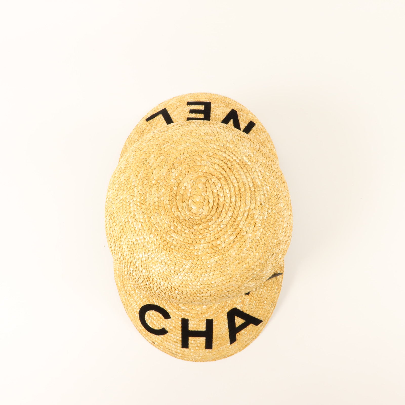 CHANEL 羊皮皮革/稻草Runway Straw Cap S帽子