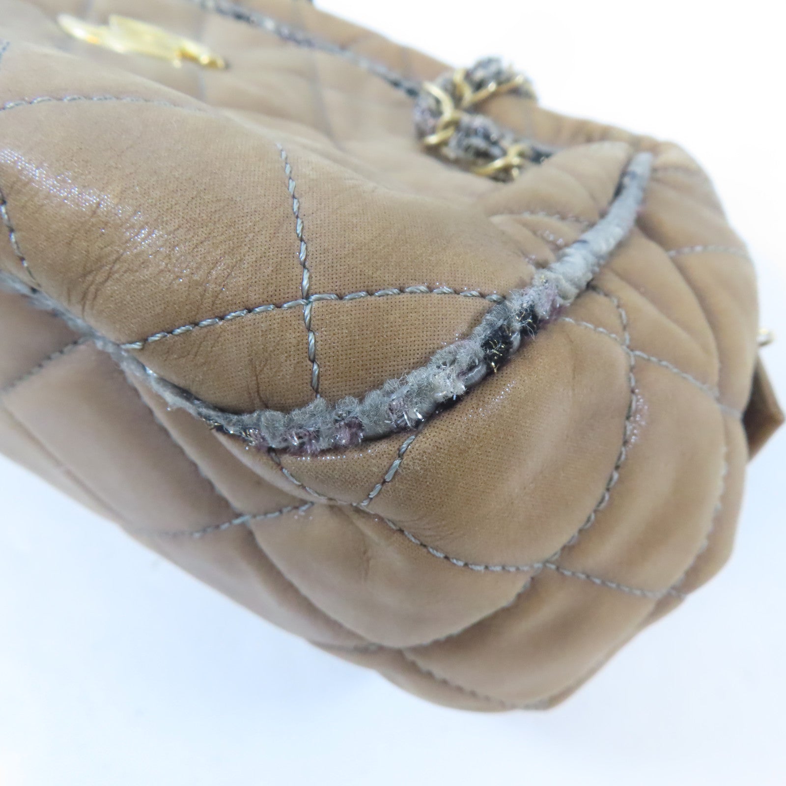 CHANEL【激減優惠】 皮革Shoulder Bag金扣肩背袋啡色