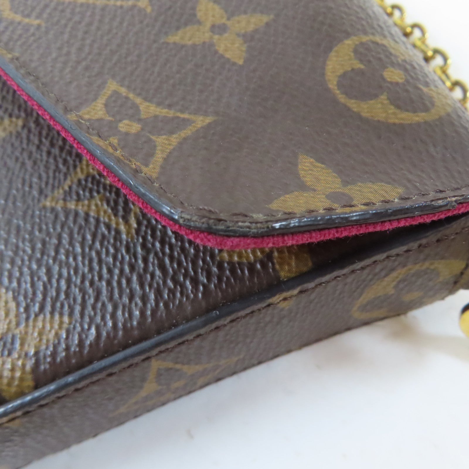 LOUIS VUITTON Monogram Felicie Pochette金扣鏈帶肩背袋啡色