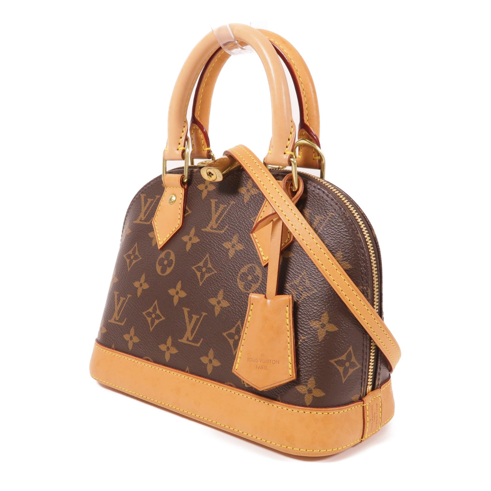 LOUIS VUITTON Monogram Alma BB金扣手挽肩背兩用袋棕色
