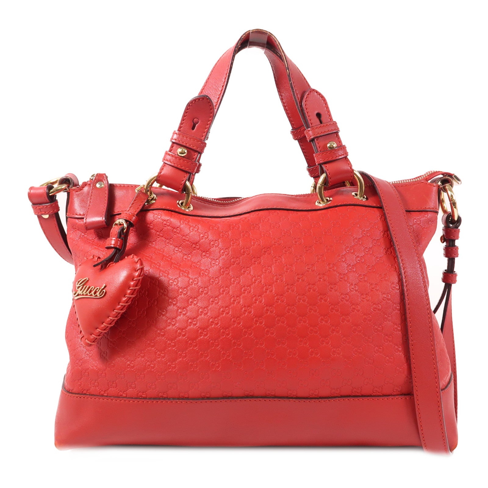 GUCCI GG GHW Guccissima Shoulder Bag 2 Way Bag 309122 Calfskin Leather Red