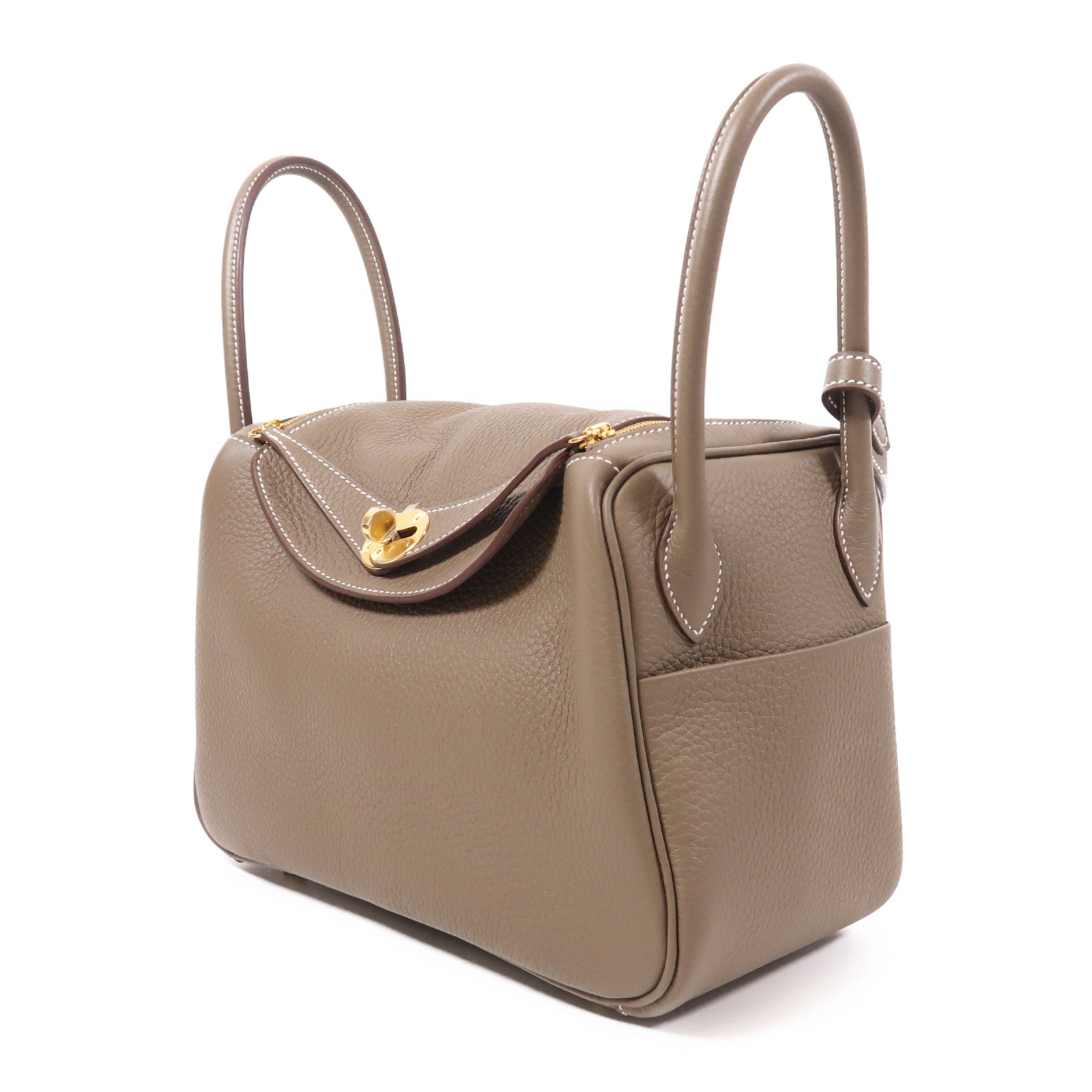 HERMES Clemence皮革Lindy 26金扣手挽肩背兩用袋