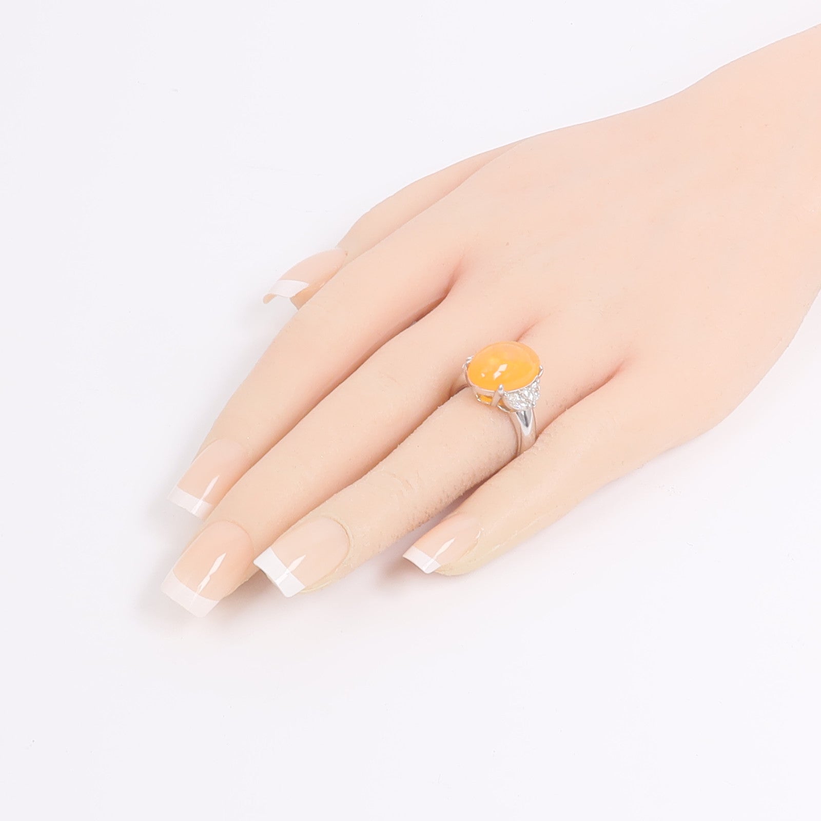 JEWELRY PT950鉑金Fire Opal Diamond Ring火蛋白石/鑽石戒指
