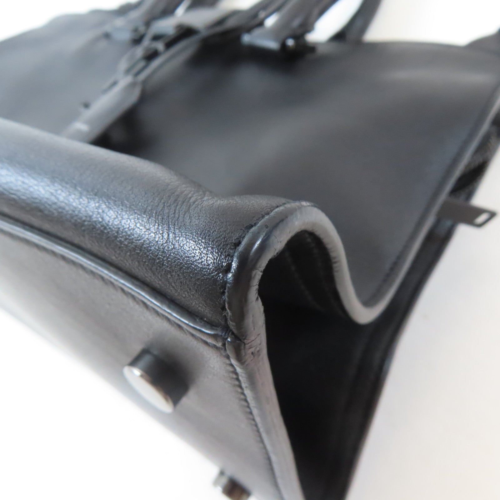 SAINT LAURENT 牛皮皮革Petit Cabas銀扣手挽肩背兩用袋黑色